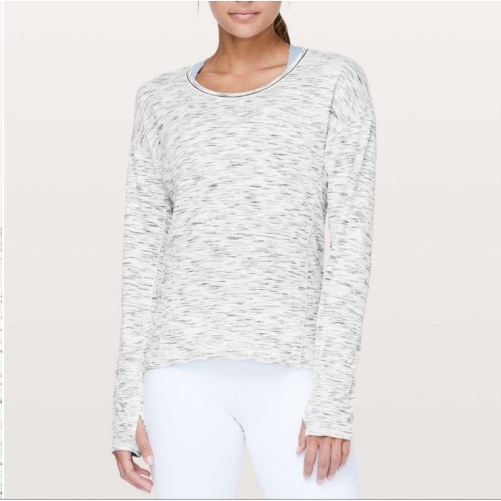 Lululemon Sweat Embrace Long Sleeve Tiger Space Dye Black White, Size 4/6